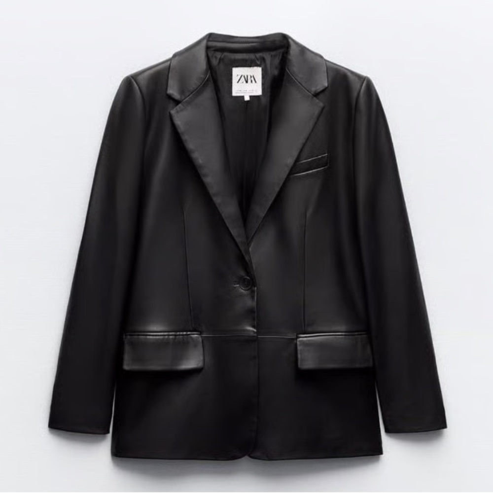 Zara Leather Blazer Jacket